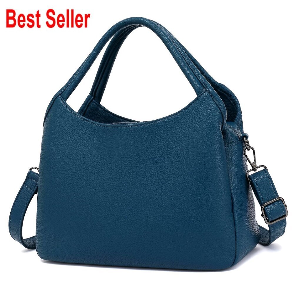 Faux Leather Tote Bag with Detachable Satchel Strap, Work Handbag